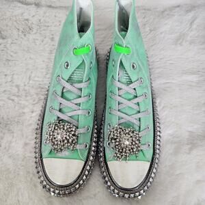 NEW Nan-Ku Couture Free People Cruise Studded Green Spring Mint High-Top Sneaker